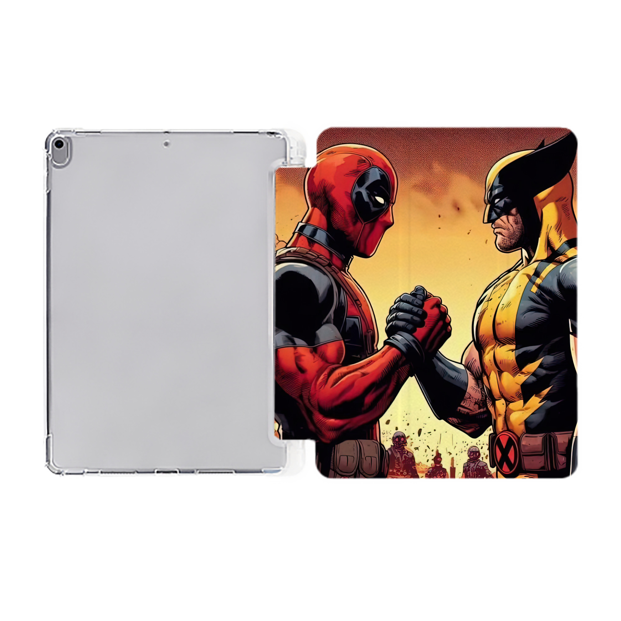 （画像用） Deadpool デッドプール IPad ケース ペン収納付き 三つ折りスタンド PUレザー×シリコン 対応機種9.5/10.5/10.9インチ